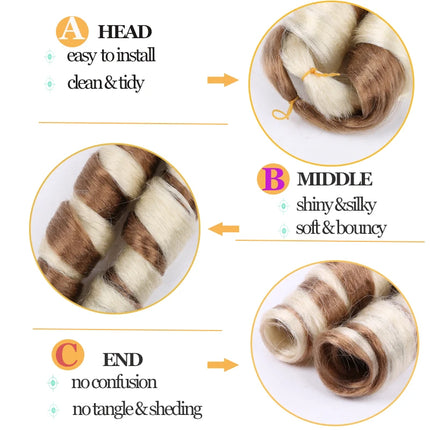 Full Star Ombre Brown Italian Curly Synthetic Braiding Hair Extensions Crochet Braids Bulk Hair Bundles Pre-Stretched Hair