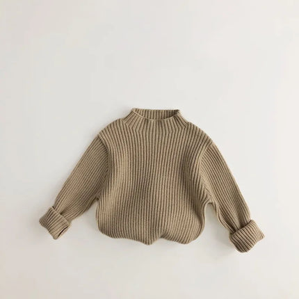 1-6Y Autumn and Winter Knitted Base Sweater Children's Clothing Forest Series Boys Girls Inner Solid Color Mid High Neck Sweater