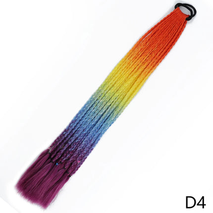 AZQUEEN Synthetic Gradient Color Dirty Braided Ponytail 60CM Elastic Rubber Band Braiding Pony Tail Hair Extensions For Girls