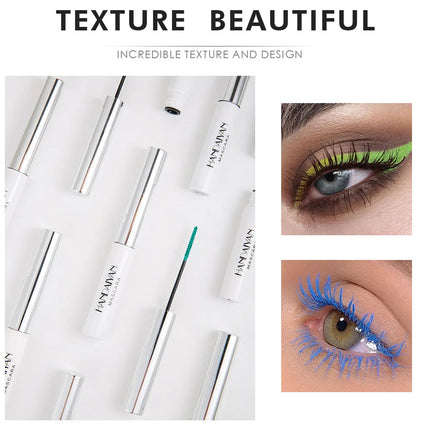 12 Color Mascara Waterproof Fast Dry Eyelashes Curls Extension Festival Make-Up Eyelashes Blue Red Purple Black White Mascara