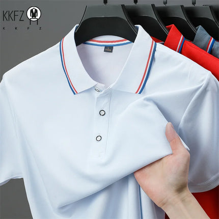 Men's Casual Solid Color Short Sleeve Polo Shirt Summer 2025 Fashionable Comfortable Versatile Top for Men