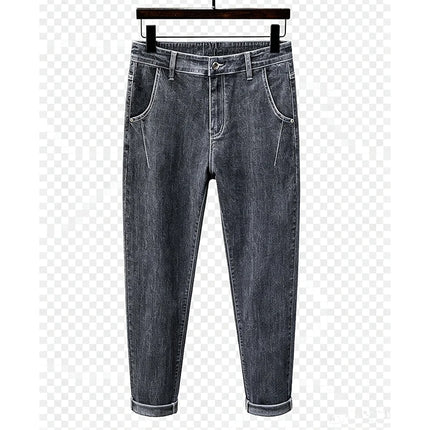 26 New Men's Jeans Slim Fit Small Feet Four Season Embroidered Pants High-quality Classic Colors