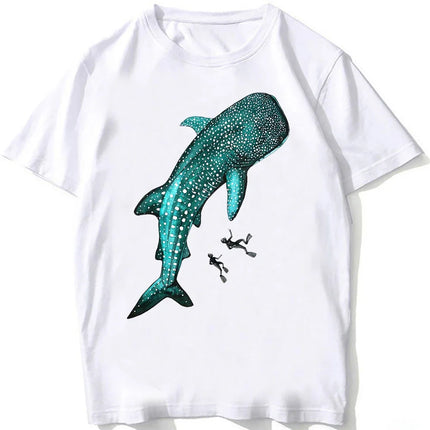 Whale Shark Anatomy Biology T-shirt Unisex Women Hip Hop Casual T Shirts Women Beach Diving White T-shirt Vintage Women Tees