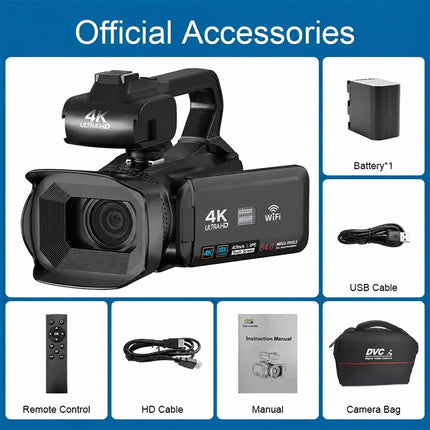 4K HD Video Cameras for Photography 64MP WiFi Livestream Webcam Camcorder 18X Digital Zoom Vlog Recording Camera for YouTube