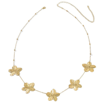 Women's Fashion Gold Five-petal Flower Waist Chain Trendy Elegant Design Versatile Vacation Body Accessory