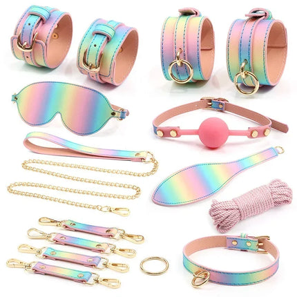 Leather Bondage Set BDSM Fetish Handcuffs Collar Erotic Toys Women Couples Adult Play Erotico Sexy Toys Sex Toys for Women Slave