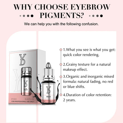YDPMU REACH Certified Hybrid Eyebrows Pigment Set 12ml for Semi Permanent Makeup Microblading Ink Professional Tattoo Supplies