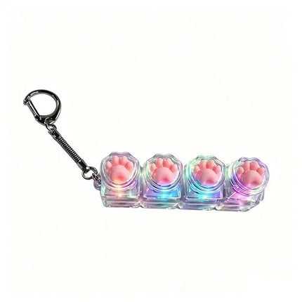 =Clickable Keyboard Keychain LED Light - Stress Anxiety Relief Fidget Toy, Portable Desktop Accessory for Office Decoration Gift