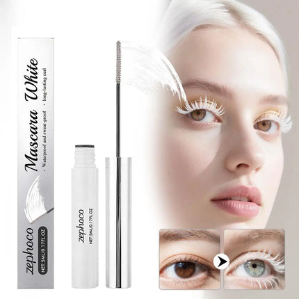 5ml White Waterproof Curling Mascara Thick Long-lasting Waterproof Sweat-proof Makeup Party Personal White 3D Curled Mascara
