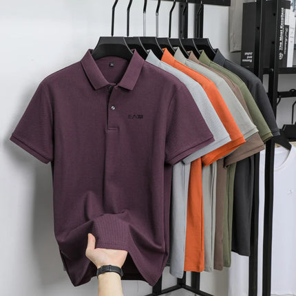 Luxury brand polo shirt short-sleeved letter-printed men's top summer 100% cotton comfortable breathable casual lapel T-shirt
