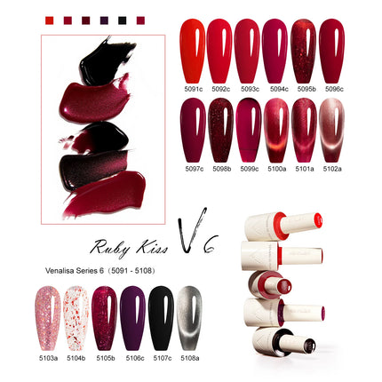 V6 VENALISA 10ml HEMA Free TPO Free Ultra Deep Red Cat Eye Magnet Nail Gel Semi-Permanent Soak Off UV LED Gel Varnish Nails