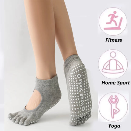 Women Five Toes Backless Yoga Socks Cotton Anti-Slip Indoor Fitness   Pilates Socks Ladies Ballet Dance Sports Socks Slipper