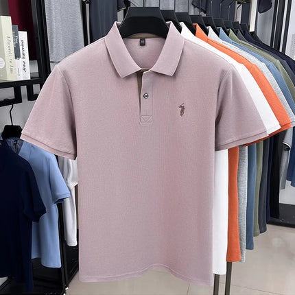 100% pure cotton men's short-sleeved polo shirt, hot-selling summer fashionable horse logo embroidery classic Paul casual T-shirt