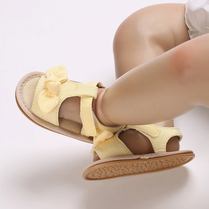 VALEN SINA  Newborn Baby Shoes Yellow Baby Girl Shoes Girl Classic Bowknot Sole Anti-slip PU Shoes First Walker Toddler Shoes