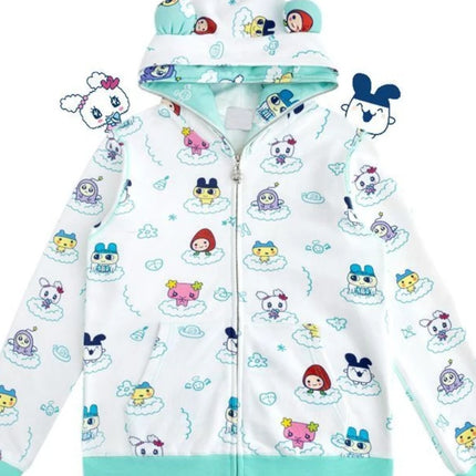 Japanese Sweet Cute Hoodies Bear Ears Zipper Patchwork Cartoon Print Sweatshirts Y2k Aesthetics Punk Coats Girl Women's Clothing