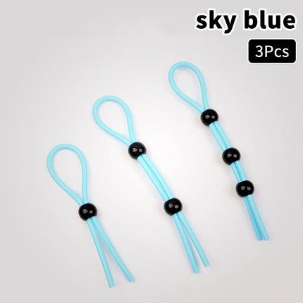 Adjustable Colorful Ejaculation Delay Erection Rings Rope Binding Ball Stretcher Sperm Penis Ring Male Lock Rope Adult Sex Toys