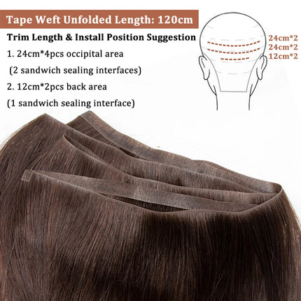 BOYMIA Invisible Long Tape PU Weft Human Hair Injected Tape In Hair Extensions Silky Easy to Use Remy Human Hair 12-22 Inch