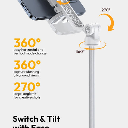 Ulanzi TT88 Overhead Selfie Stick 1.44M with MagSafe Clamp Photograph Tripod for Phone Livestreaming Vlog with Remote Control