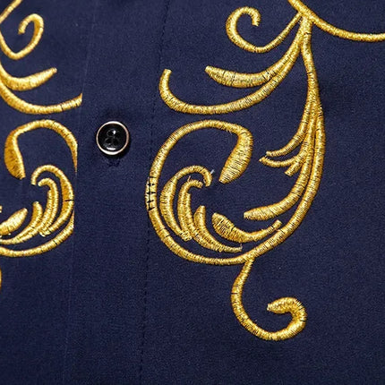 Retro Court Style Embroidered Long Sleeve Shirt Men's Collared Shirt Spring 2025 New Arrival Casual British Style Clothing