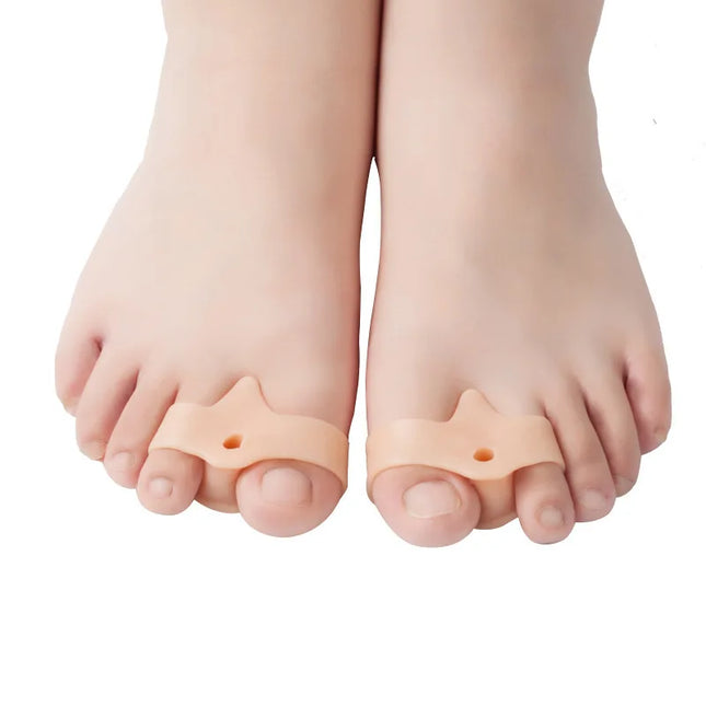 2pcs=1pair Silicone Two Hole Toe Separator Gel Foot Finger Protector Bunion Orthopedic Hallux Valgus Guard Straightener Pedicure