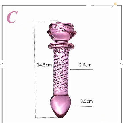 Rose Glass Bullet Butt Plug Transparent Pink Stimulating Anal Masturbation Beads Penetration Anal Plug Adult Sex Toy