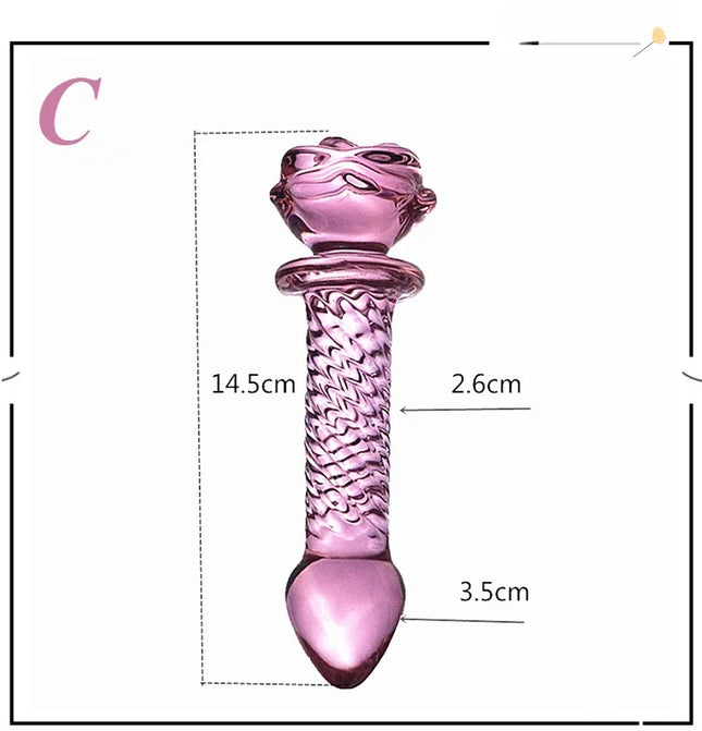 Rose Glass Bullet Butt Plug Transparent Pink Stimulating Anal Masturbation Beads Penetration Anal Plug Adult Sex Toy