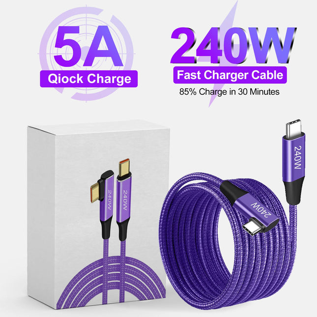 PD 240W USB Type C to Type C Fast Charging Cable For iPhone 15 Pro Max Samsung S24 23 22 Xiaomi Macbook Laptop 6A Charger Cable