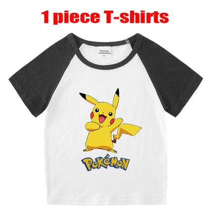 1/2 Pieces Pokemon Cartoon Tees For Boys Clothing Summer Children 100% cotton Short Sleeve T-shirts Printed T-shirt for girls