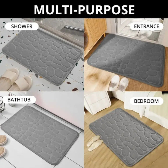 Tapis de bain antidérapant effet pavé Absorption d'eau Lavable Tapis de sol de baignoire Paillasson de douche Décoration de salle de bain