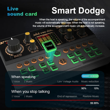 Gaming Audio Mixer,Streaming Mixer with Audio Interface BT Sound Board Voice Changer Sound Card,for PC Phone Live Streaming