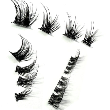 32Rows Fox Eye Manga False Eyelashes Large Capacity Tapered Thick Segmented Individual Cluster Lash Extensions Enlarge Eyes