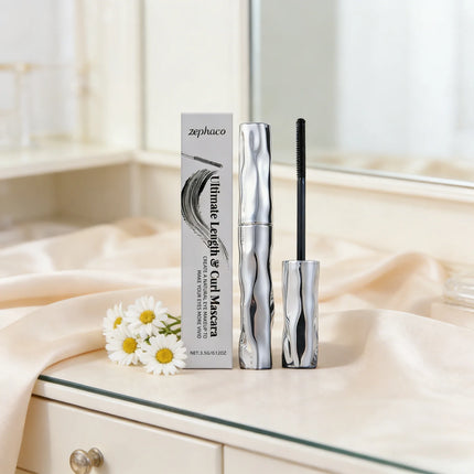 Zephoco Waterproof Mascara Gel Lengthening Natural Curl Smudge Proof No Clumps Long Lasting Thin Brush Volumizing Mascara Black