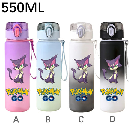 550ML Pokemon Sports Water Bottle Pikachu Mewtwo Gengar Eevee Portable Cartoon Drinking Cup Outdoor Hiking Gym Fitness Jugs