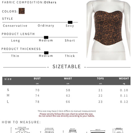 Weird Puss Leopard Print Corset Top Women Low-Neck Sexy Hottie Midnight Wild Coquette Hip Hop Trend Classic Street Strapless Vest