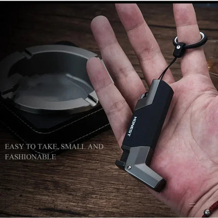 HONEST Outdoor Adventure BBQ Windproof Turbo Jet 1300 C Turbo Torch Cigar Lighter Keyring Gas Lighter Men's Smoking Gadget