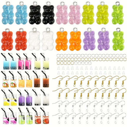6/20/42pcs Multi-color Bear,milk Tea Cup Shaped Pendant,jewelry Making Kit,DIY Bracelet,earring,Christmas,Valentine's Day Gifts