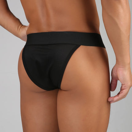 Men's Sexy Hollow Breathable Low-Waist Lingerie Mesh U Convex Big Penis Pouch Briefs Mini Micro Transparent See-Through Panties