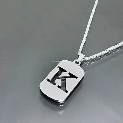 Fashion Punk A-Z Initial Tag Letter Stainless Steel Pendant Necklaces for Men Women Wholesale Jewelry Lot Collar Jewelry Goth