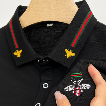Brand Design Quality Men's POLO-Shirt Lapel Bee Embroid Short Sleeve New Summer T-Shirt Business Classic Fashion Trend Menswear