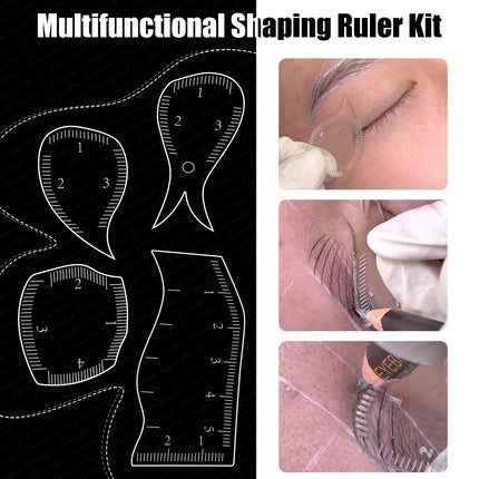 4PCS/Kit Nano Brow Mapping Ruler Eyebrow Shaping Ruler Fast Drawing Brow Design Tool Microblading Permanent Makeup Stencils