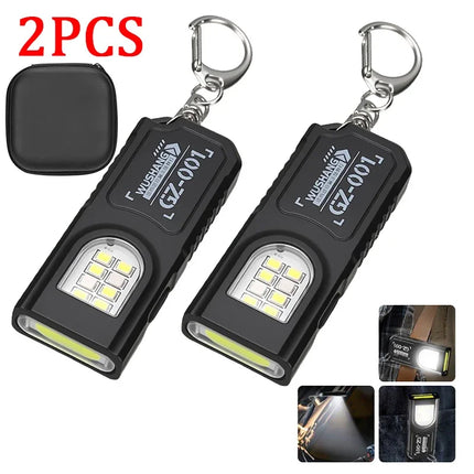 Mini COB LED Keychain Flashlight USB Rechargeable Torch with Magnetic Portable Powerful Working Light Outdoor Emergency Light