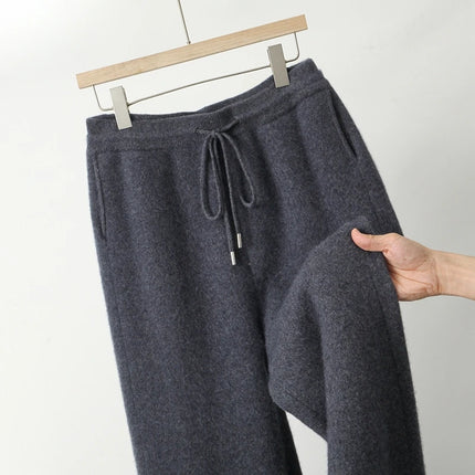 Popular Men's Cashmere Machete Pants Autumn Winter Loose Casule Pants 100% Merino Wool Knitted Trousers Thick Soft Warm Pants
