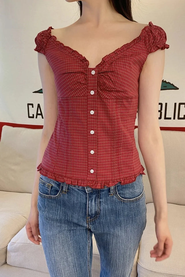 Brandy Girl Spicy Girl Pleated Bubble Sve T-irt irt Pure Desire Slim Fit Women's Tianna Top Cotton ort Sve V-ne