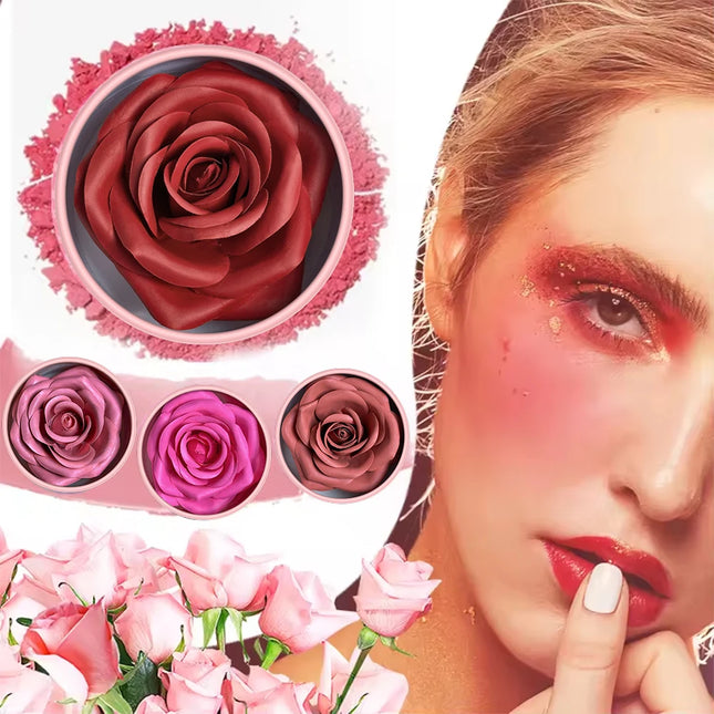 4-Color Rose Petal Blush,Waterproof Blush Cream,Natural Finish,Light Coverage,Perfect Gift for Christmas and Valentine's Day