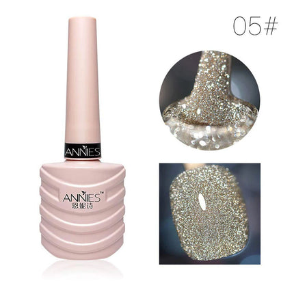 ANNIES 10ml Glittering Diamond Nail Polish Gel 12 Colors Reflective Glitter Lining Gel Nail Polish Nail Painting Hand Makeup