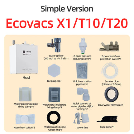 Ecovacs X11 X12 T90 X9 T50 X8 X1 Robot Vacuum Water Change Kit Auto Water Refill and Drain water hookup kit accessories Module