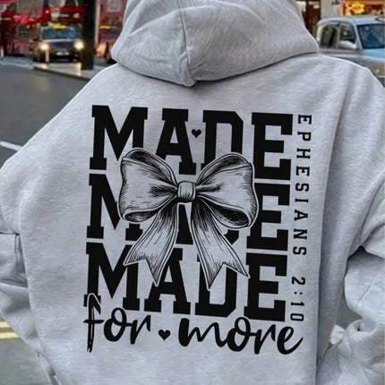 "Made For More" Hoodies Vintage Coquette Bow Jesus Sweatshirt Fashion Long Sleeve Graphic Christianity Women Streetwear Hoodie