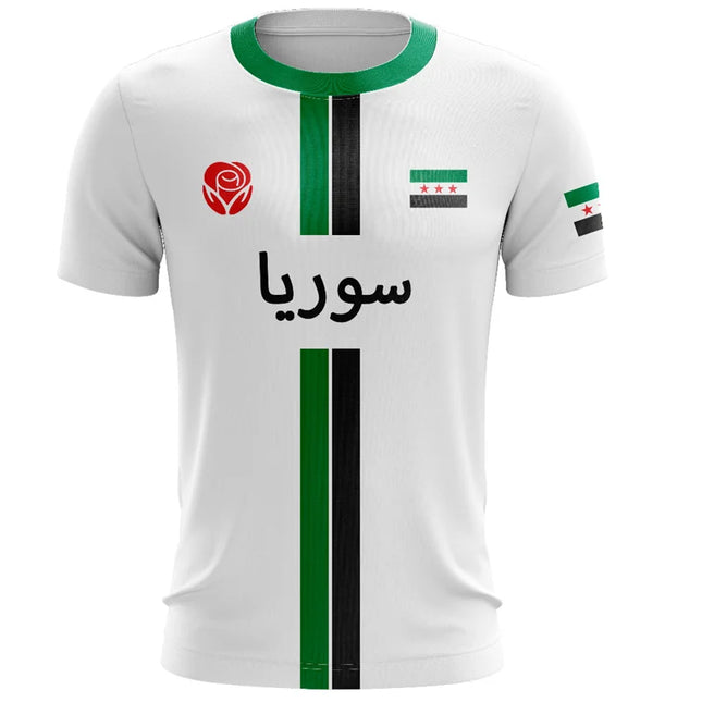 Syria Football Jersey T Shirt Men Outdoor Sports T-shirt 3d Printed Syrian Flag Short Sleeve Oversized Tops Casual Tee Shirts