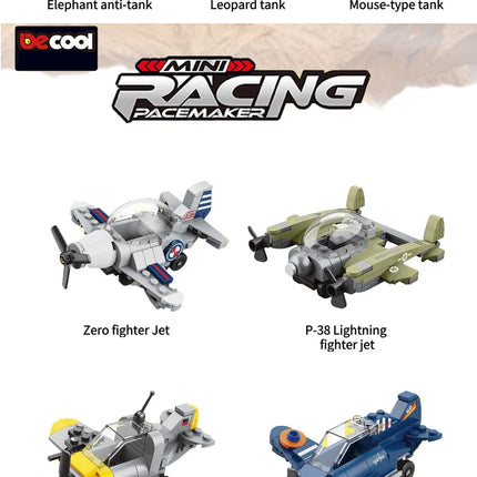 Spring Powered Mini Building Blocks Combat Aircraft Tank Series Desktop Model Kids Toy Adult Creative Gift Colorful Bags