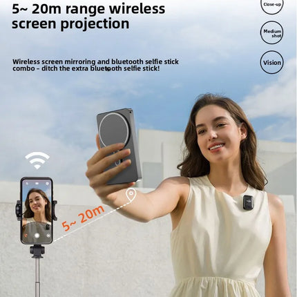 Vlog Selfie Monitor Screen,Wireless 4K/1080p Back Camera Monitor for iPhone & Android, Built-in Speaker for YouTube TikTok Live